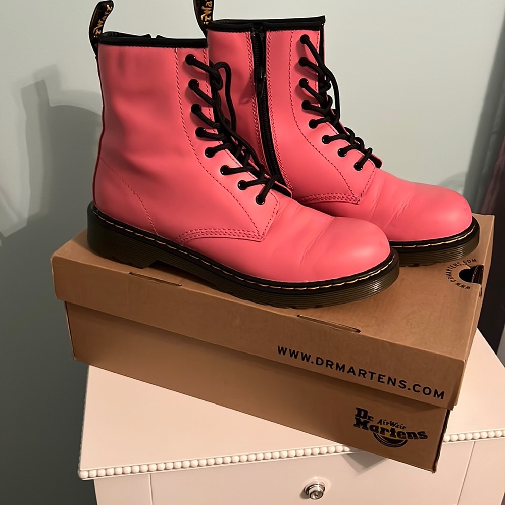 Child size 7 Pink Dr. Martens combat boots